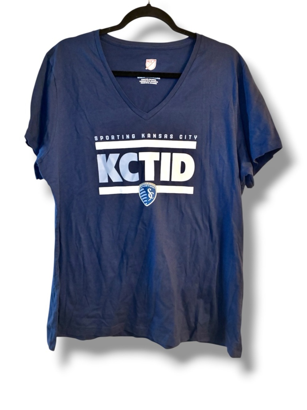 ⚽ Sporting Kansas City KCTID V-Neck Shirt Women’s XXL MLS Soccer Tee Blue NWOT